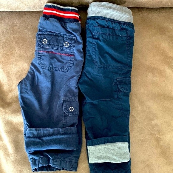 SONOMA/CAT&JACK FLANNEL-LINED PANTS size 12 months LOT OF 2 - Picture 1 of 9
